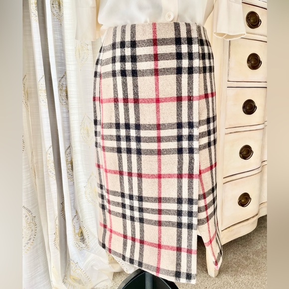 Burberry Dresses & Skirts - Burberry Nova Check Wool Wrap Skirt